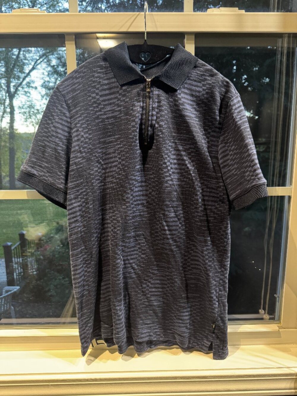 Ted Baker London Charcoal gray Men’s geometric zip-neck polo Size 1
